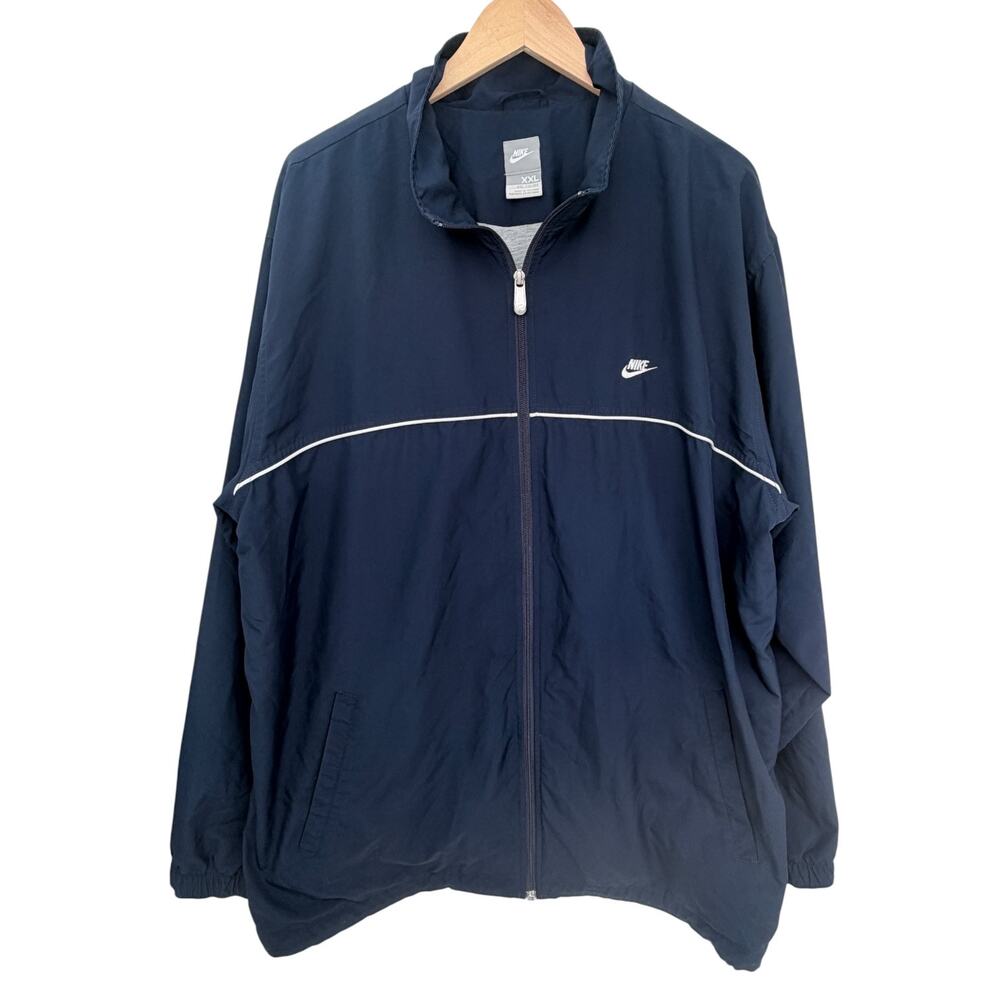 Nike Windbreaker Jacket Mens XXL Navy Full Zip Lightweight Track Jacket